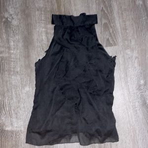 A. Byer Black Blouse with Ruffles Detail